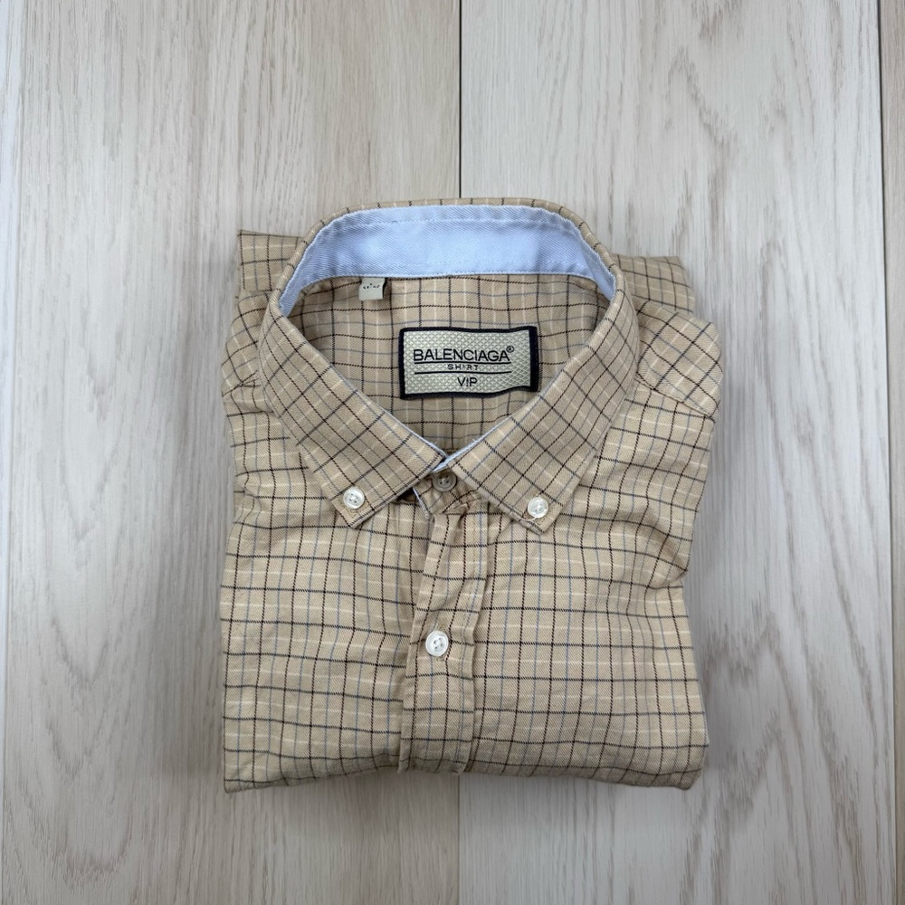 Balenciaga Button Down Dress Shirt long sleeve VIP plaid Men’s L Large